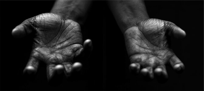 Hands palms black and white photo