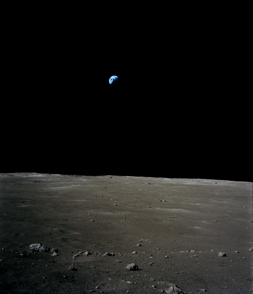 Earth seen from the surface of the Moon by Apollo 17 Astronaut Gene Cernan