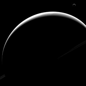 Titan over Saturn photo