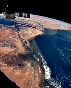 The Nile River Delta seen from the International Space Station photo