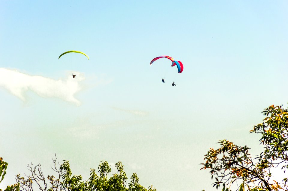 Paraglider flying