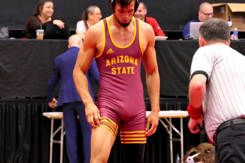 184lbs Cade Belshay (Arizona State) tech fall Matthew Muller (Little Rock)