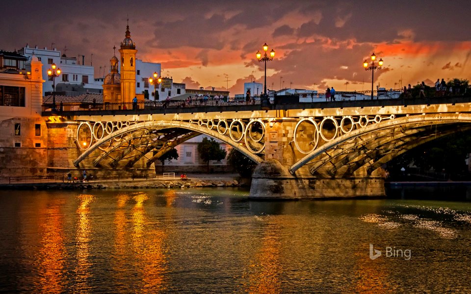 Triana Bridge over Guadalquivir River, Seville, Spain