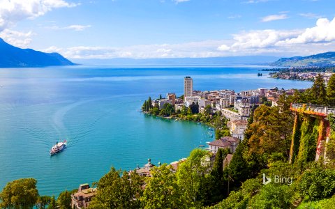 Montreux and Lake Geneva in Switzerland photo