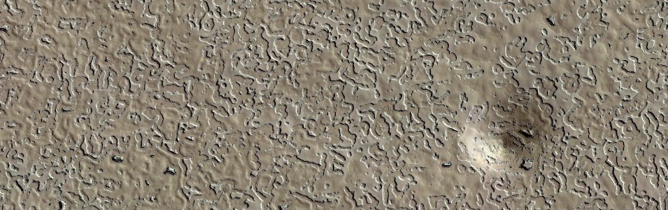 Mars - South Polar Residual Cap Swiss Cheese Terrain with Pit