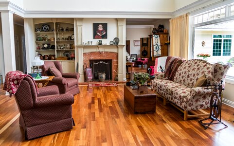 Wood floor living room interior residential photo