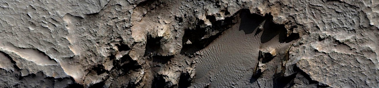 Mars - Pit on Crater Floor Which Exposes Layered Deposits