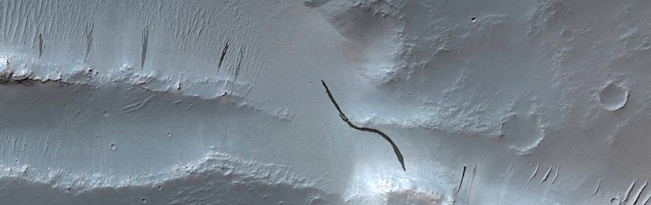 Mars - Troughs and Wind Features of the Tharsis Region