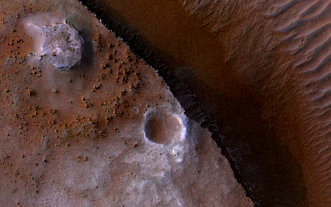 Mars - Light-toned layered deposits on southern mid-latitude crater floor photo