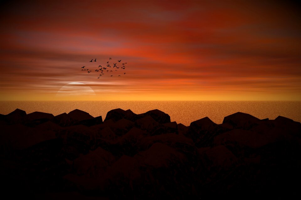 Romantic abendstimmung sun and sea