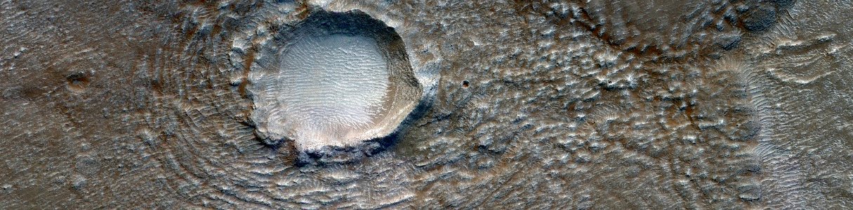 Mars - Crater and Flow Near Galaxias Fluctus