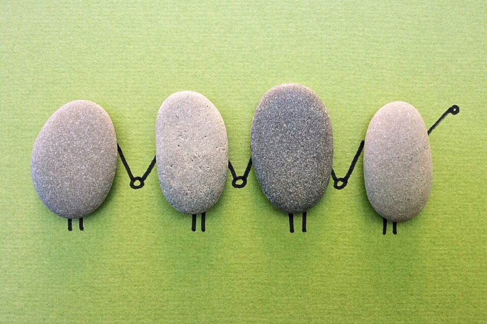 Holding hands team green team