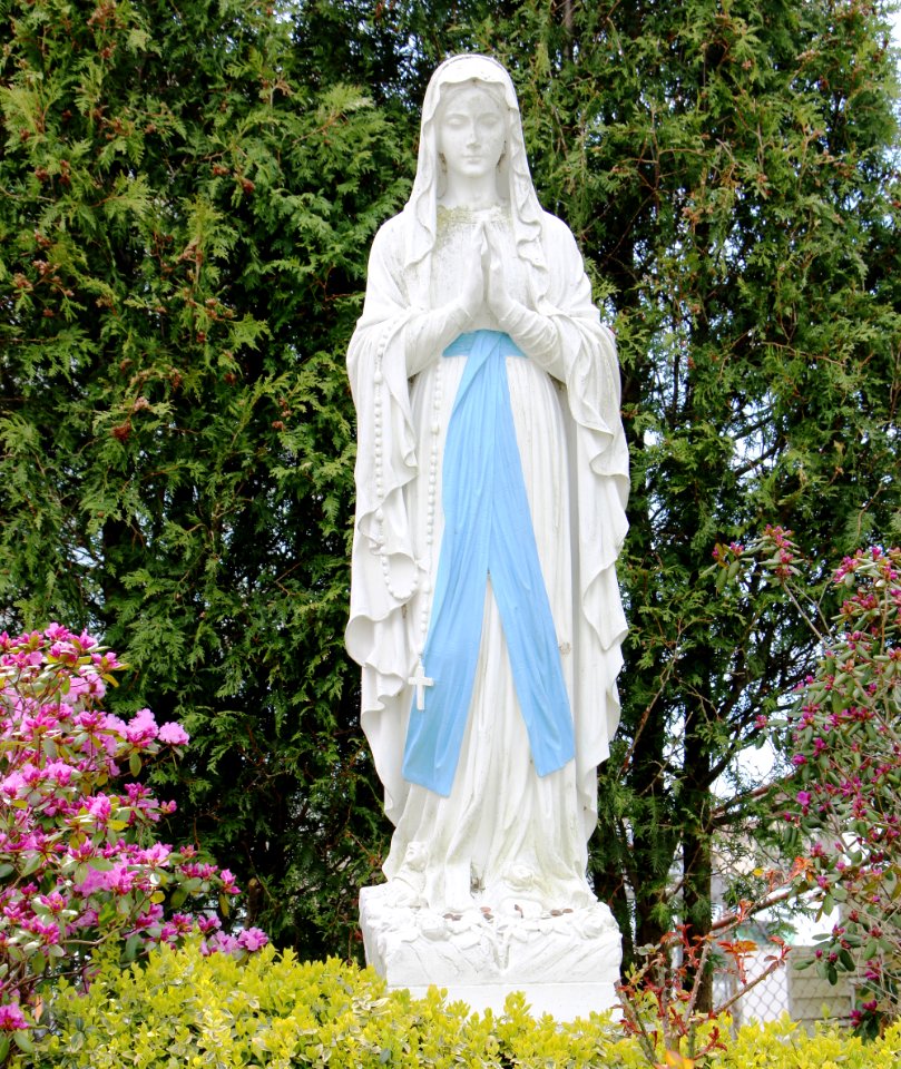 Statue in parking lot at Good Shepherd Parish in Fall River