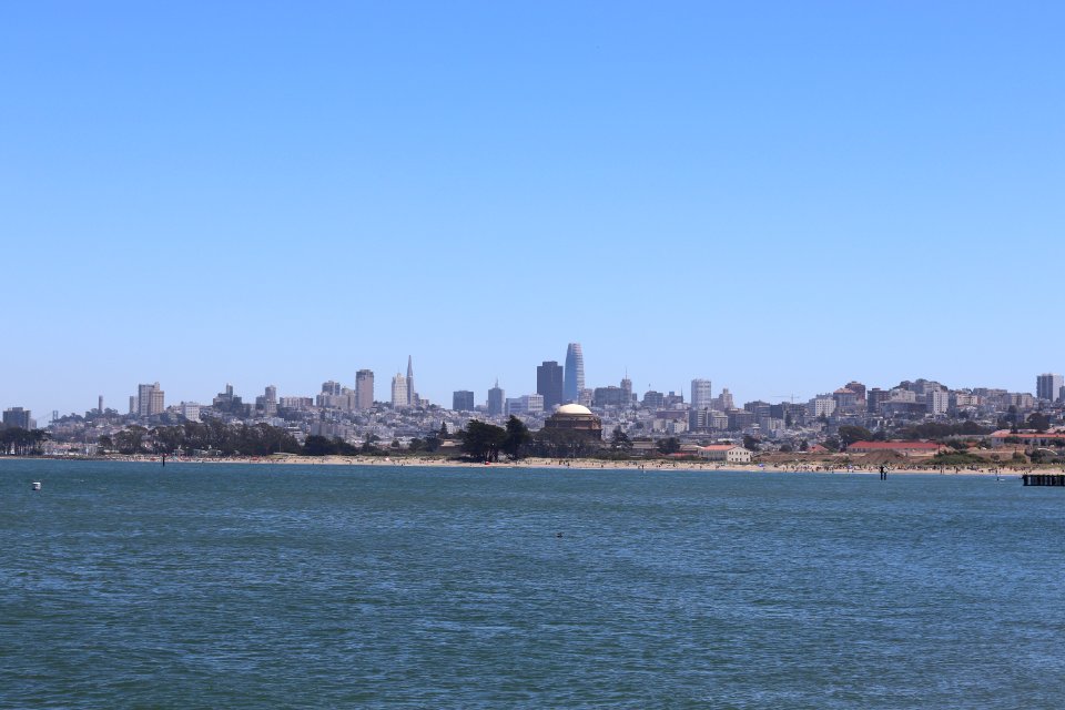 San Francisco from Crissy Field Beach next to the Golden Gate Bridge