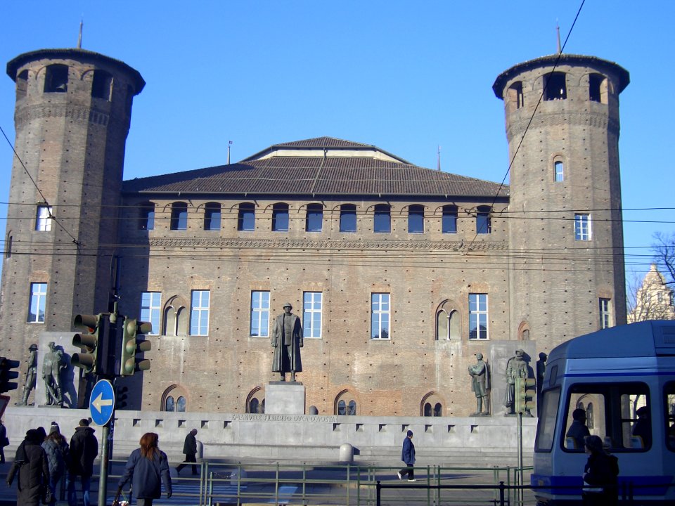 The back of Palazzo Madama with view of statues