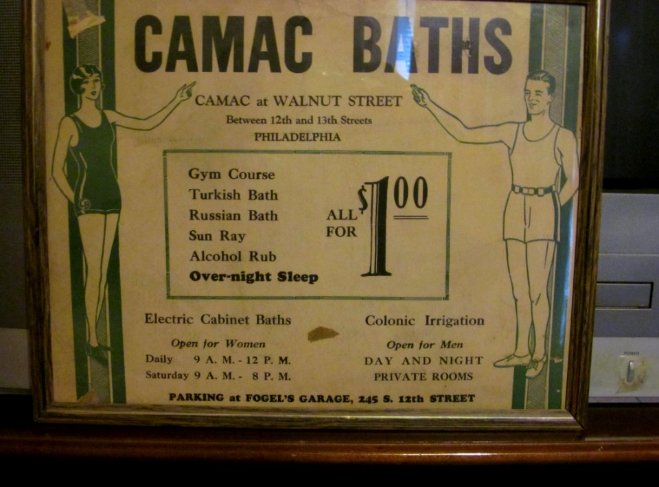 Advertising sign from 1930s for Camac Baths of Philadelphia. It closed as a traditional Turkish-style bathouse in the 1980s. photo