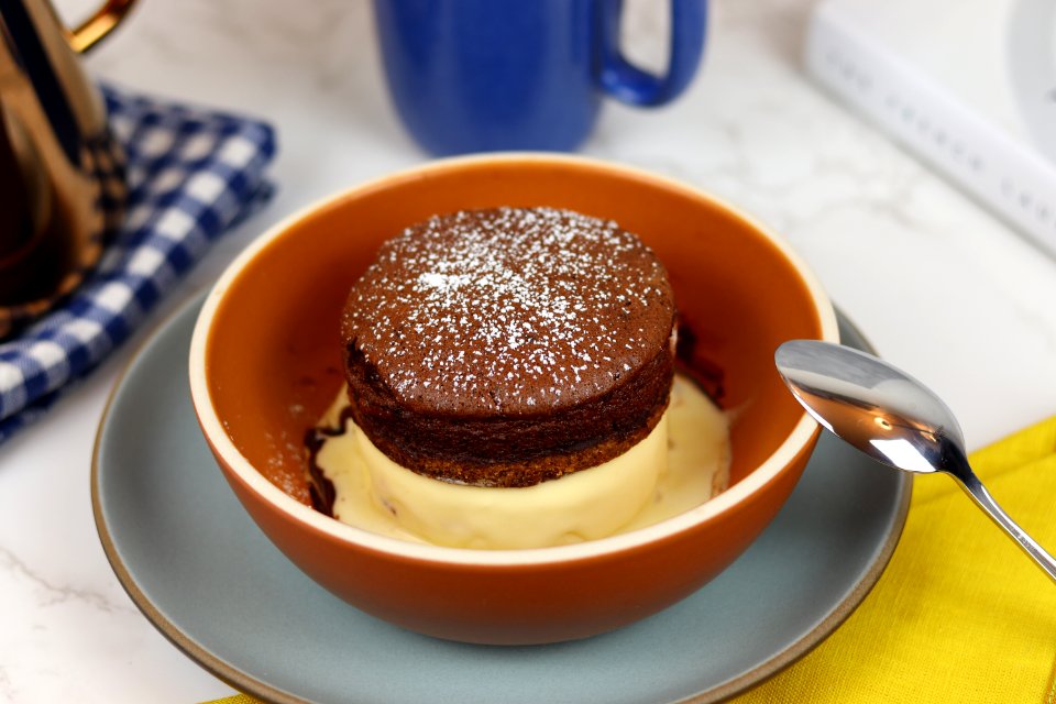 Velouté of Dark Chocolate with Cinnamon Stick Ice Cream, from the French Laundry Cookbook