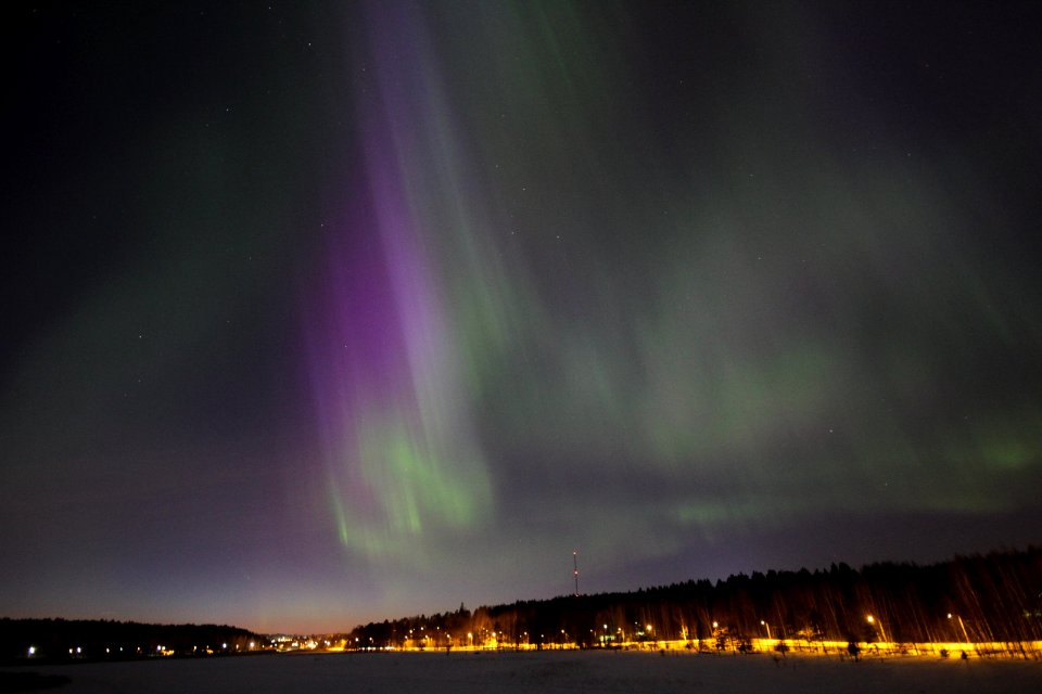 The auroras were much stronger than the streetlights