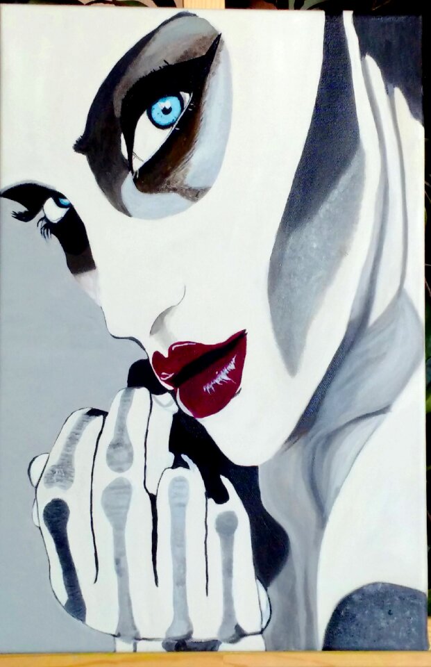 Woman face red lips