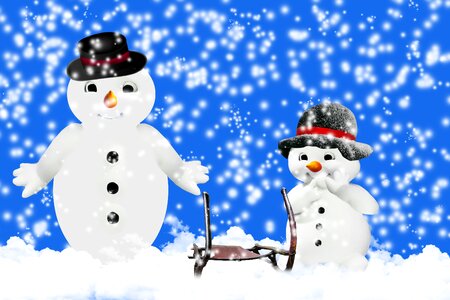 Snowman slide snowfall