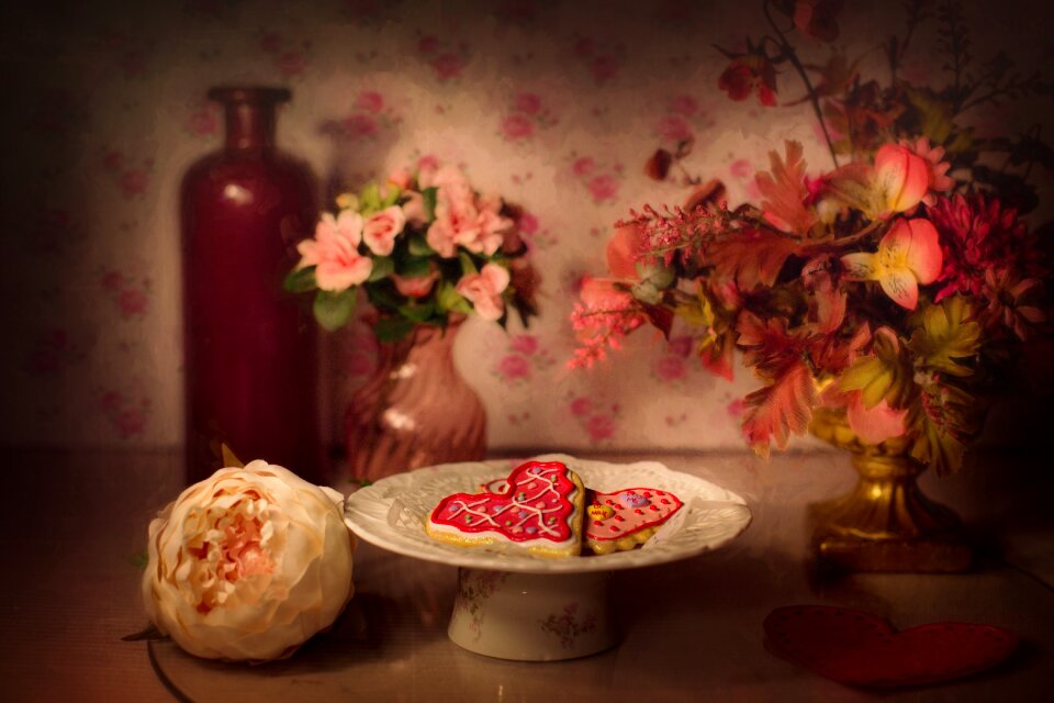 Still life dessert valentine