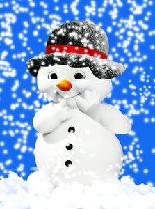 Snowman snowfall hat photo