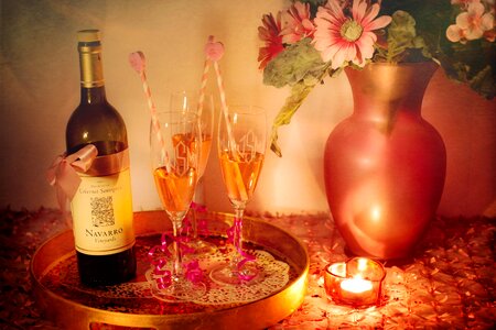 Wine glasses party romantic photo
