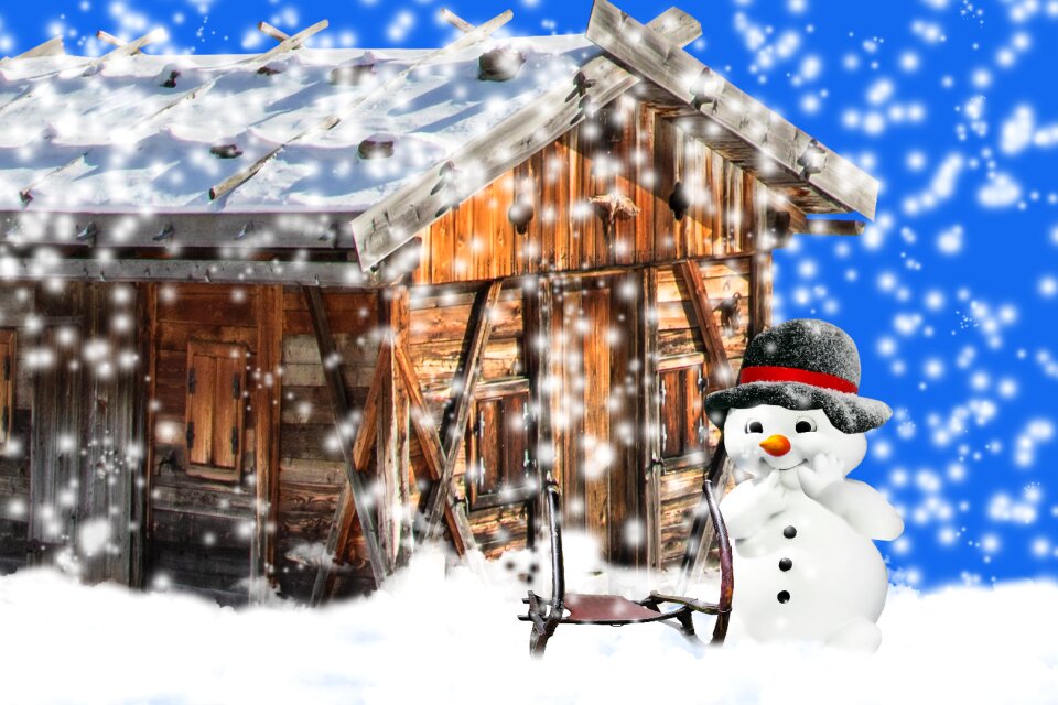 Snowman slide snowfall