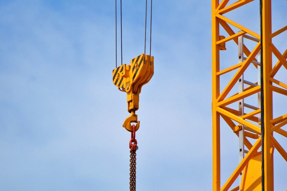 Crane arm lift loads construction work