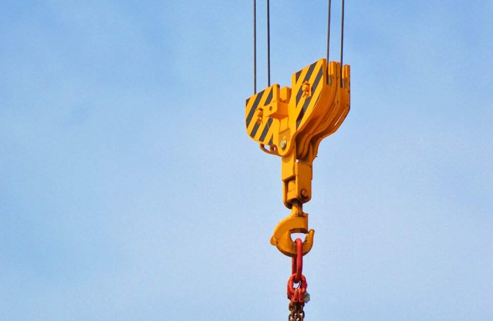 Crane arm lift loads construction work