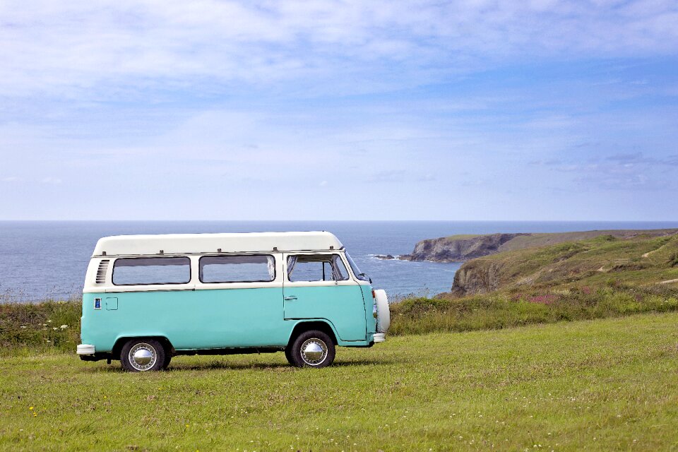 Grassland landscape ocean