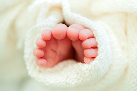 White blanket close up baby