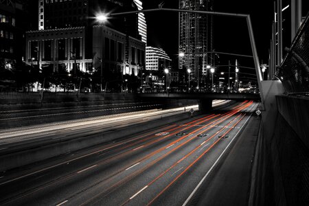 Downtown highway lights photo