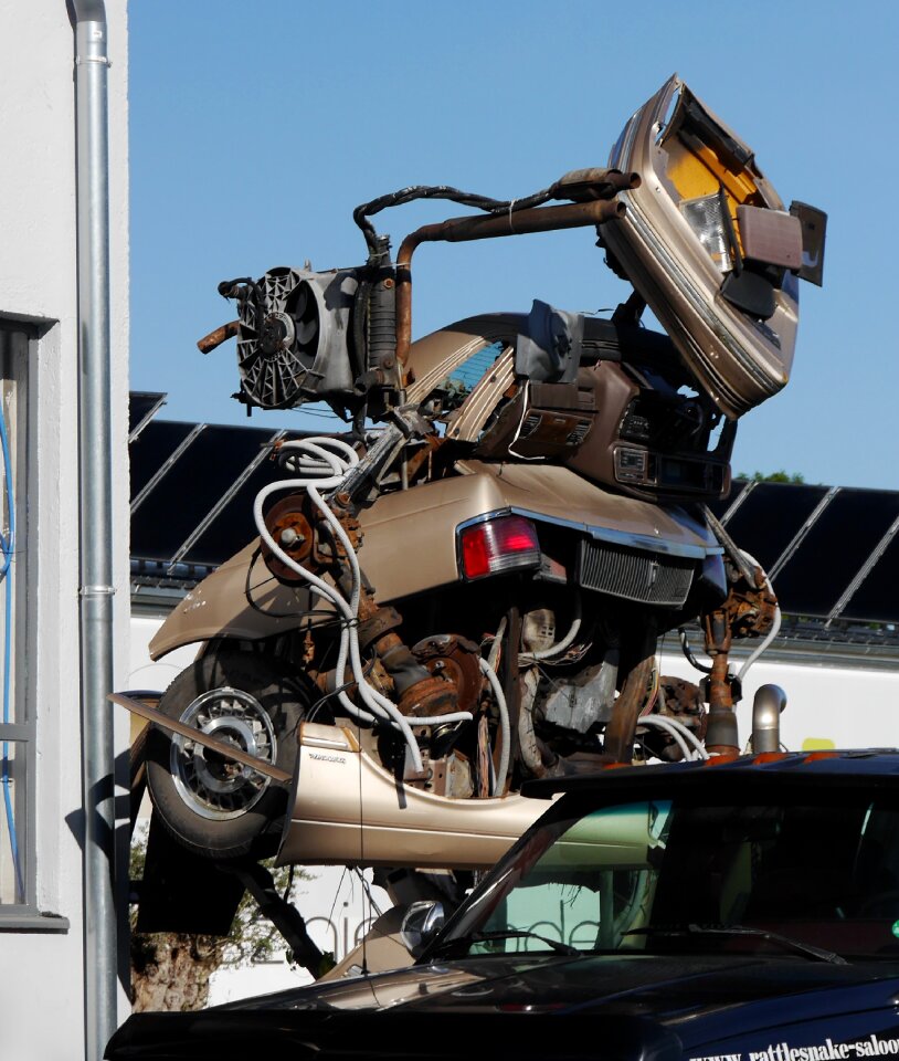 Scrap auto sculpture