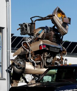 Scrap auto sculpture