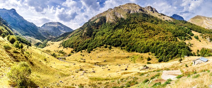 Mountains hut river