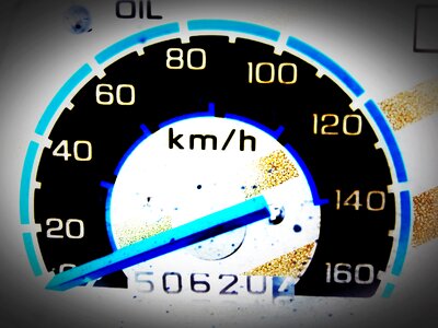 Dashboard speedometer red photo