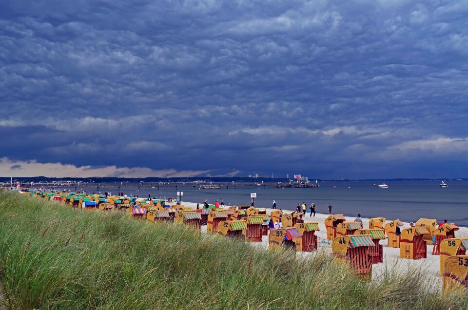 Lübeck bay beach rain front