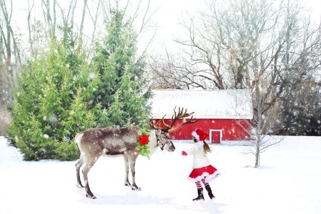 Santa girl snow christmas photo