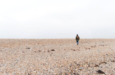 Lonely human pebble photo