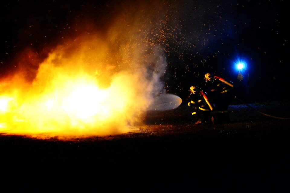 Fireman burns the flames