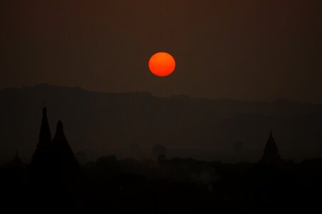 Burma sunset red
