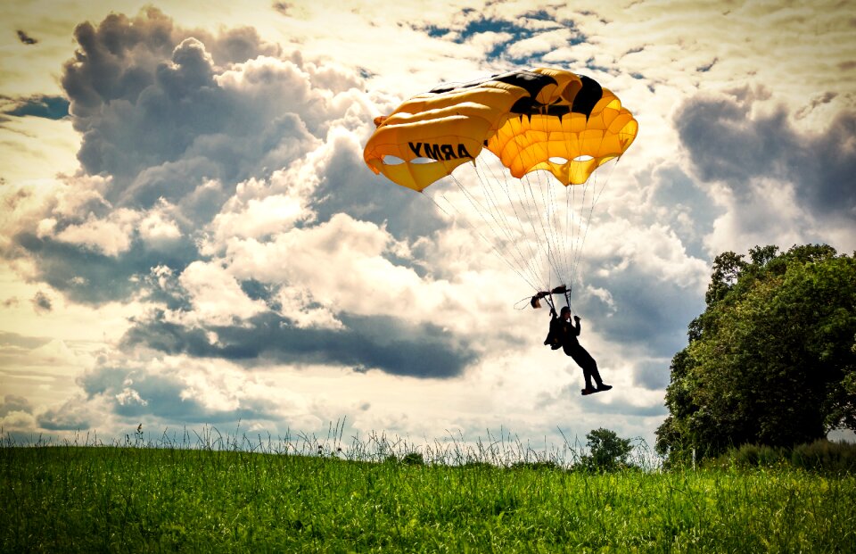 Landscape paragliding parachutist