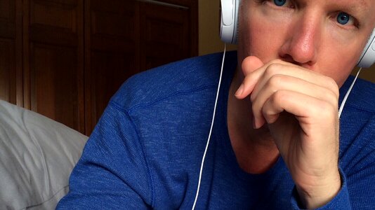 Headphones eyes blue