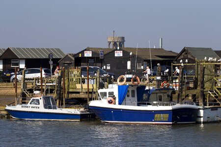 Fishing boat pleasure boat wooden sheds photo