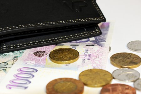 Leather wallet coins finance