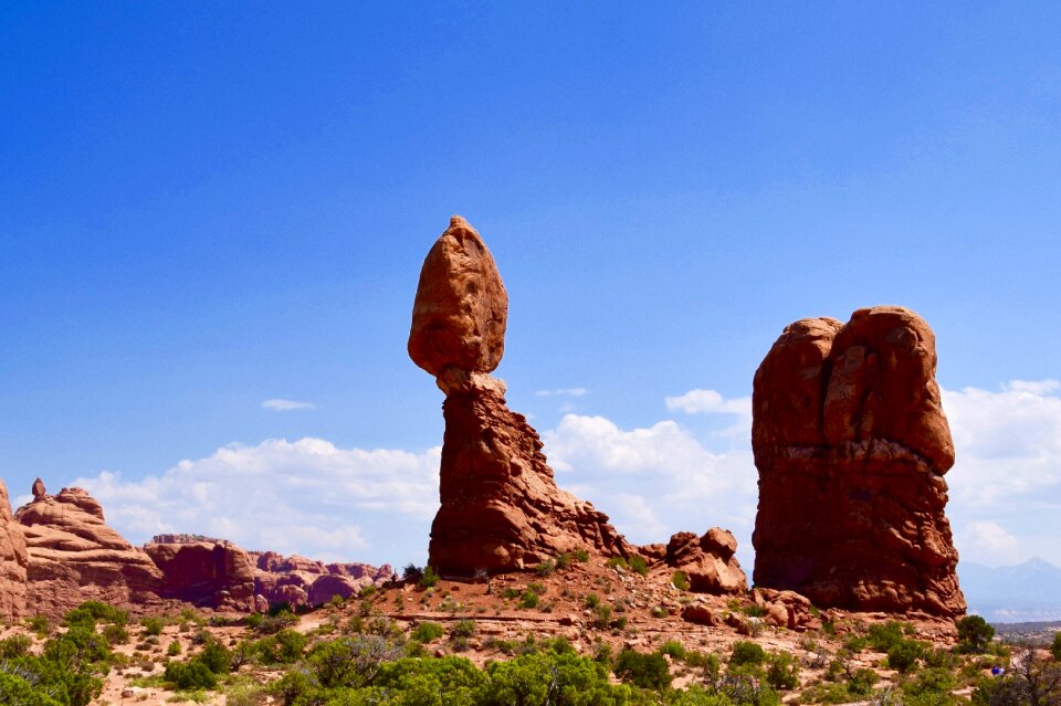Balanced rock rock formations blue balance