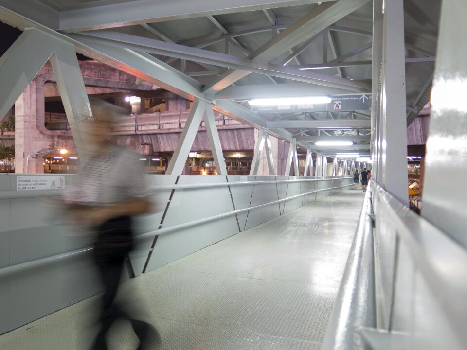 Walking blur overpass