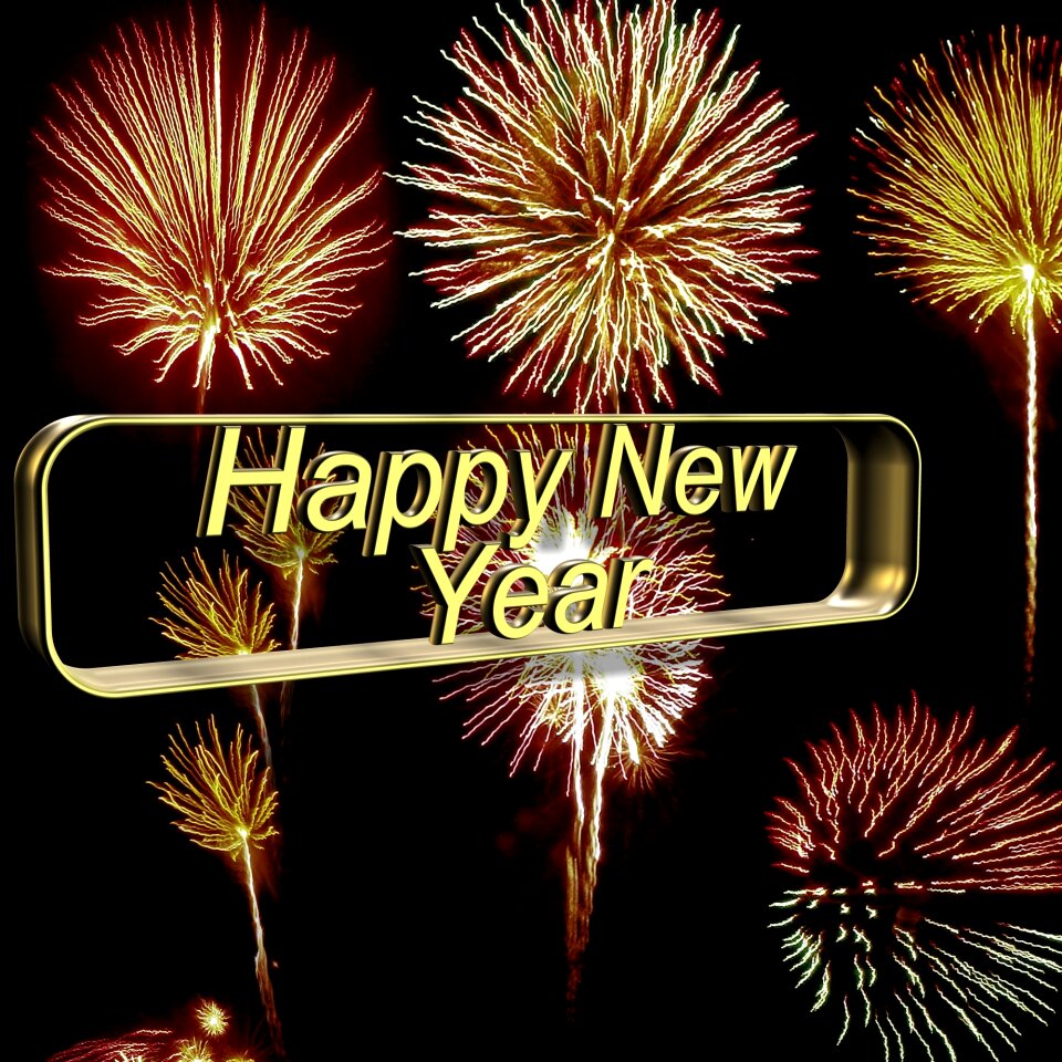 Happy new year fireworks turn of the year