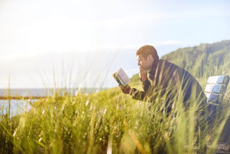 Person reading alone